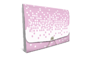 PASTA SANFONADA POLIBRAS A/4 COM 12 DV DOTS - ROSA PASTEL