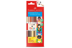 ECOLÁPIS CARAS&CORES 12 TONS DE PELE FABER CASTELL